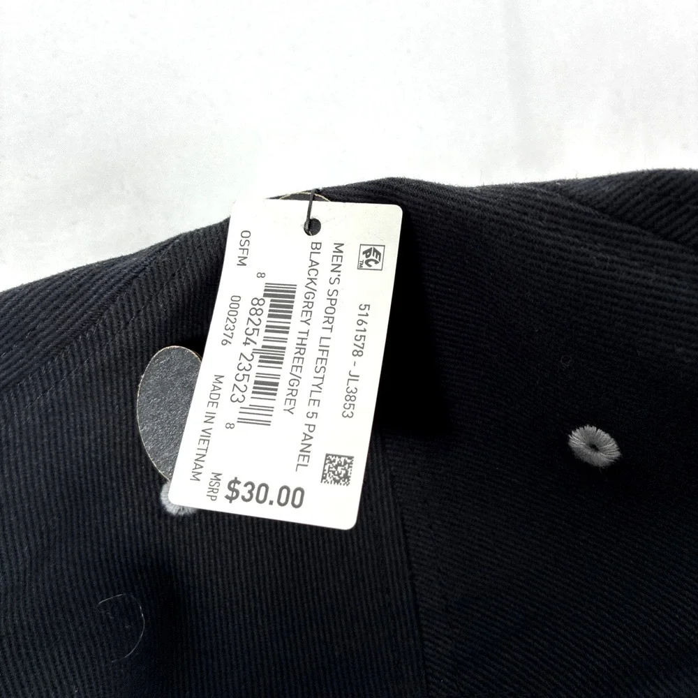 New Mens Adidas SnapBack Adjustable Black Hats Spellout Logo NWT